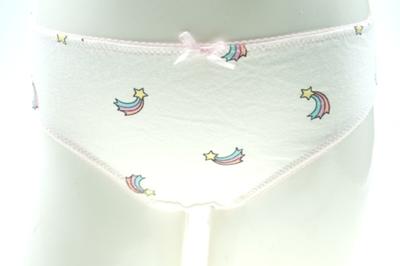 Girl's Combed White Cotton with Allover  Water print Briefs