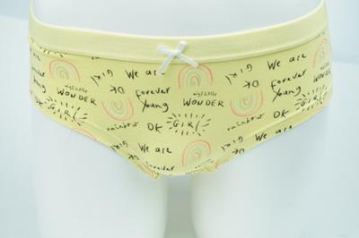 Girl's Combed Yellow Cotton Elastine with Allover Water print Briefs