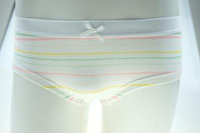 Girl's Combed Cotton Elastine  with Stripe Water print Briefs