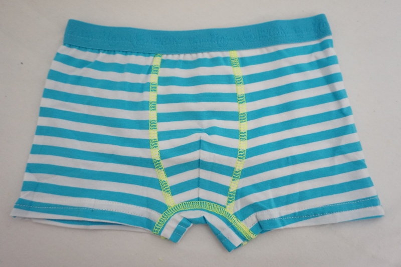 Boy's Combed Cotton Polyester Elastine Stripe Bule waves Boxers