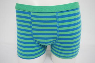 Boy's Combed  green waves Cotton Polyester Elastine Stripe print Boxers