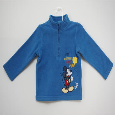 Boy's Polyester Microfleece  with Embroidery Long sleeve T-shirt