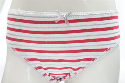 Hot Sale Combed Cotton Elastane with  Red and Glitter Stripe Print Girl's Briefs