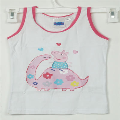 Peppa Pig Girl's Combed Cotton Elastane with Rubber Cartoon Print Vest
