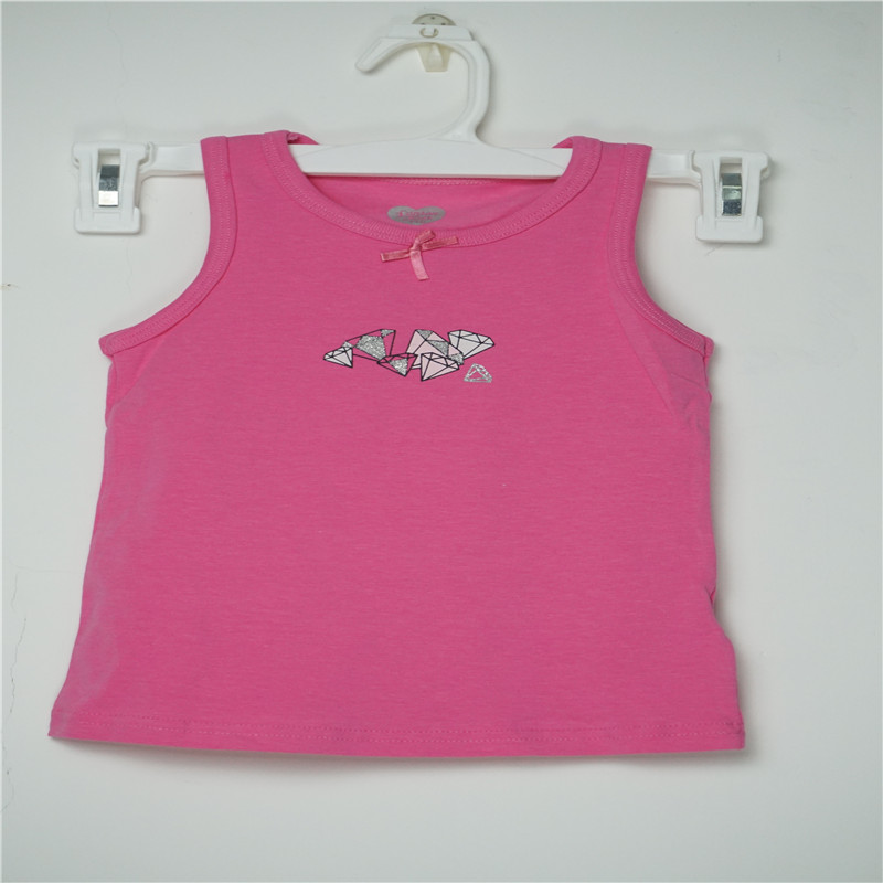 Simple Style Girl's Combed Cotton Elastane with Glitter Print Vest