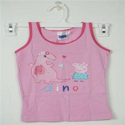 Peppa Pig Girl's Combed Pink Cotton Elastane with Rubber Print Vest