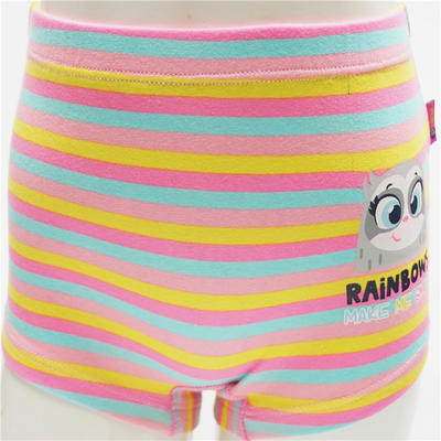 Fitting Girl's Combed Cotton Elastane with Stripe Print Boxers