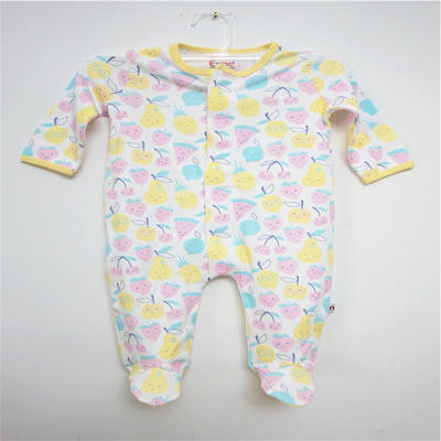 Baby's Combed Cotton Interlock with All Over Water Print Rompers